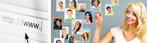 Image of portraits and browser with pointer